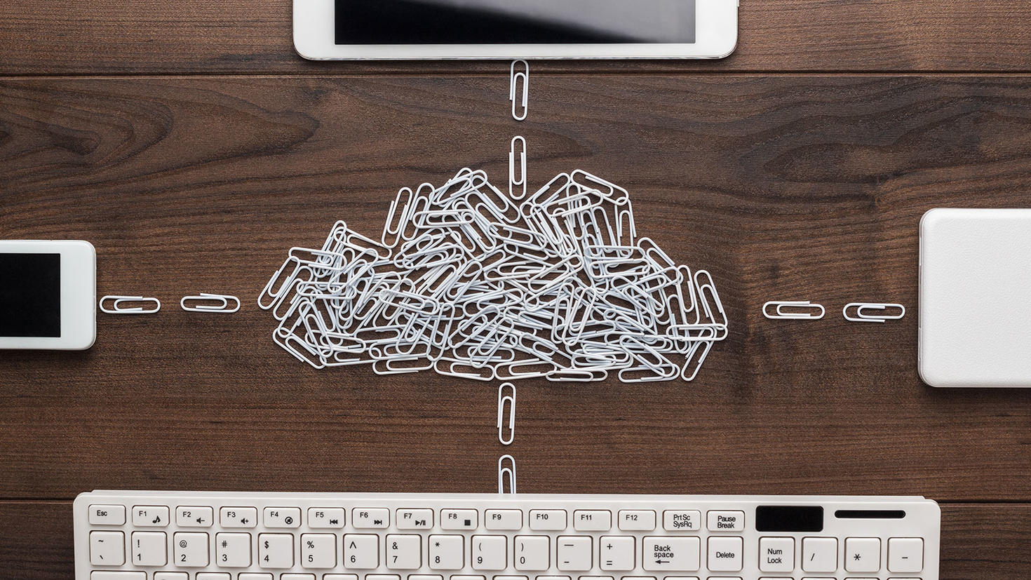 Paperclips forming a cloud connected to computing devices