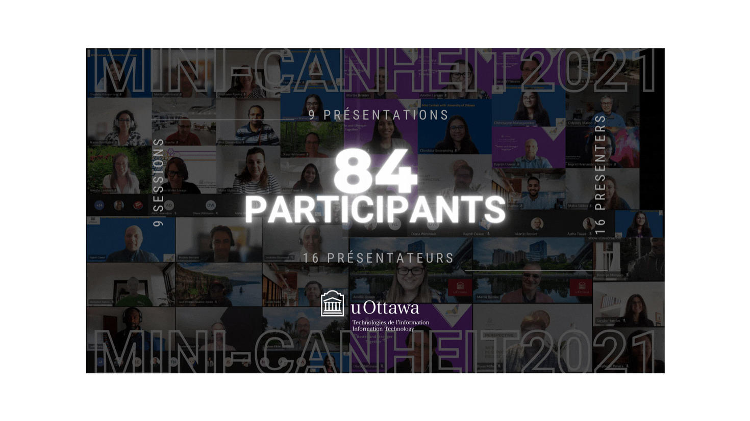 Collage of participants of mini-canheit 2021 with overlay text and IT logo