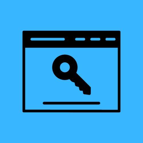 Key symbol on a blue background