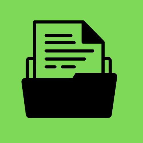 Files inside a folder icon on a green background
