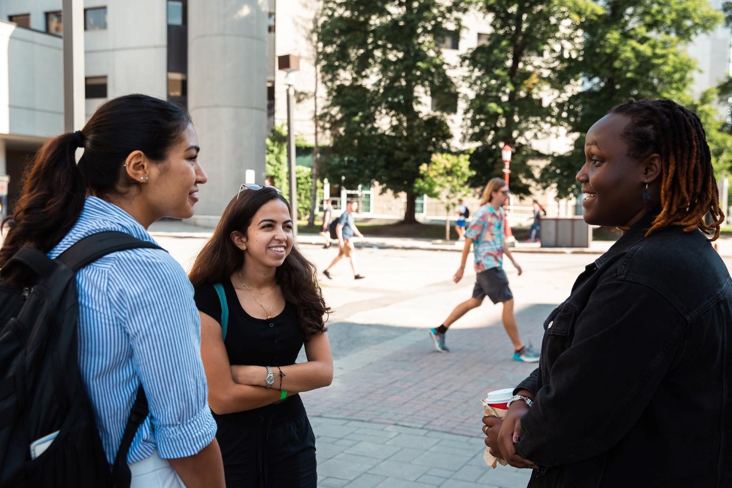 Students talking outside