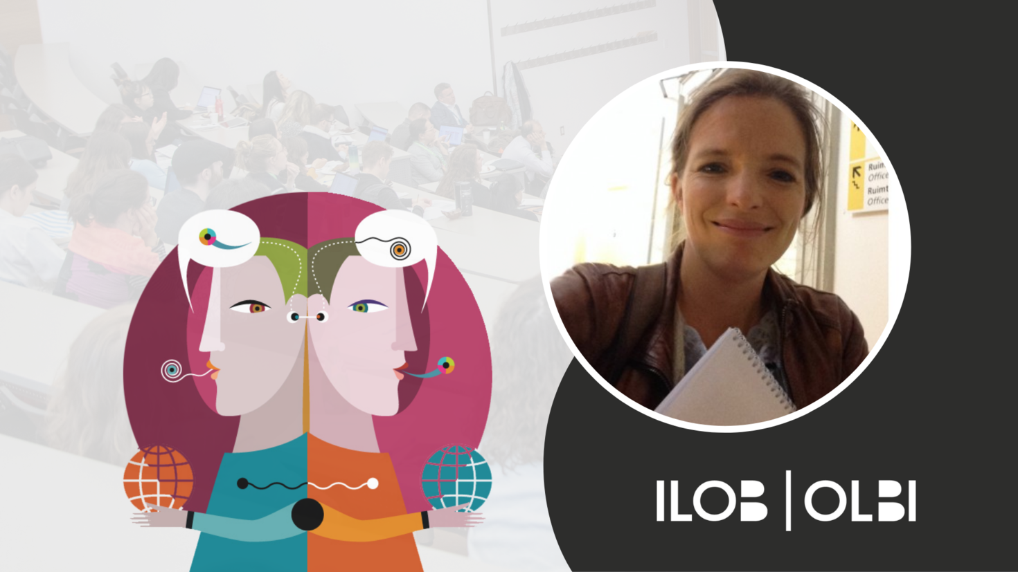 CCERBAL research forum banner. The CCERBAL logo, an illustration of two characters back to back with text bubbles containing abstract characters above their heads. An image of Emmanuelle Le Pichon-Vorstman. The ILOB logo in the bottom right corner.    