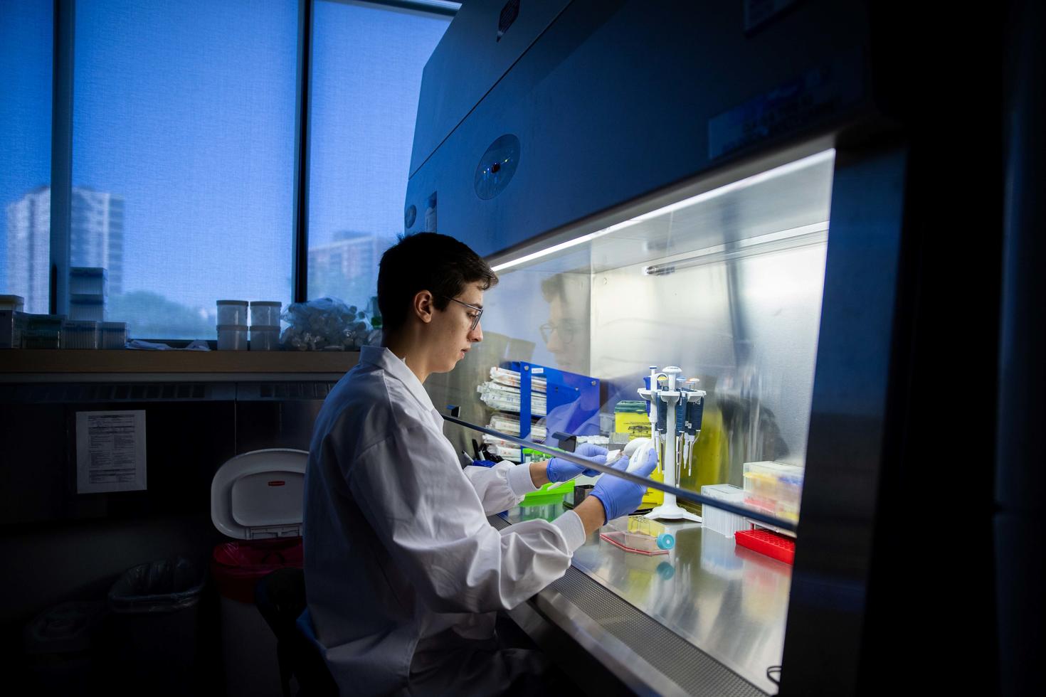 student working in lab