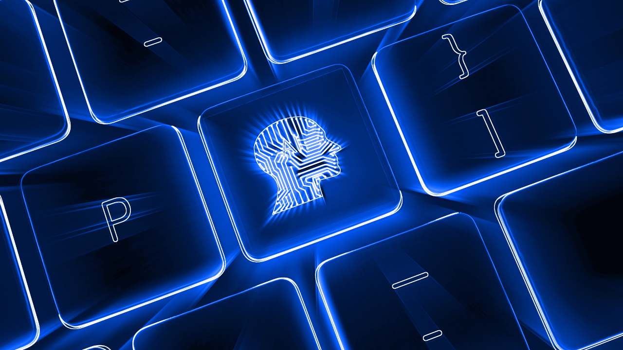 A digitalized human face on backlighted computer keyboard