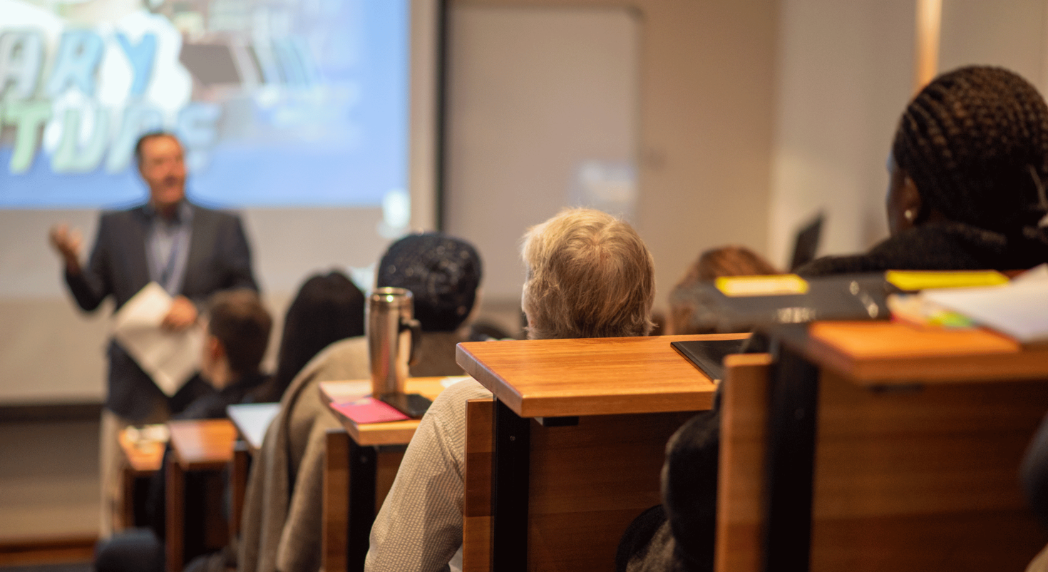 people listening to a presentation