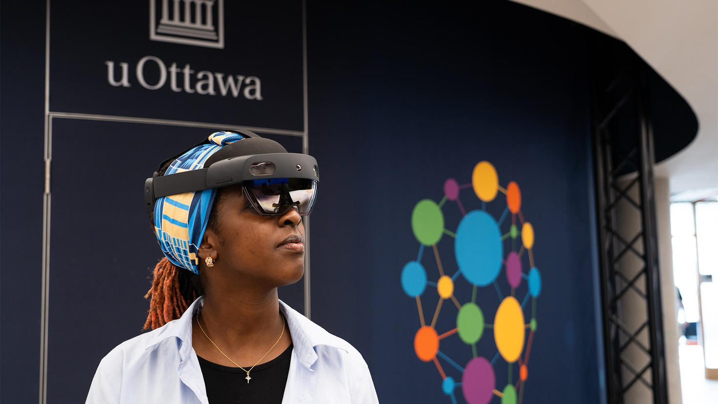 Person with a virtual reality helmet