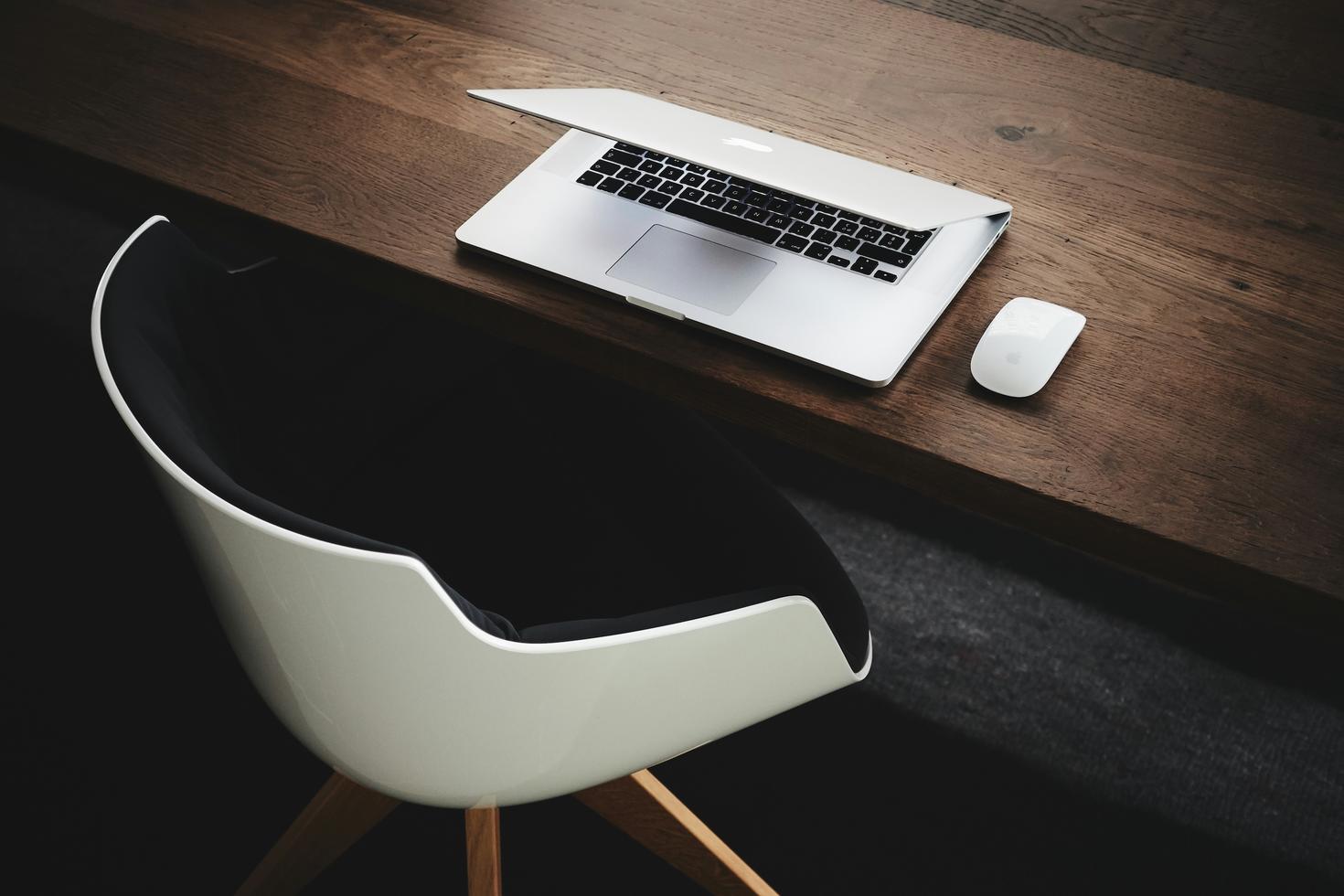 laptop on a table