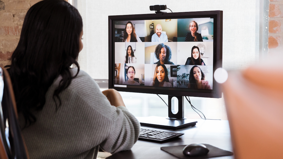 Student assisting an online information session