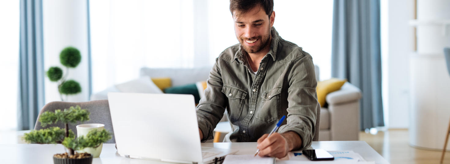 A man on his laptop