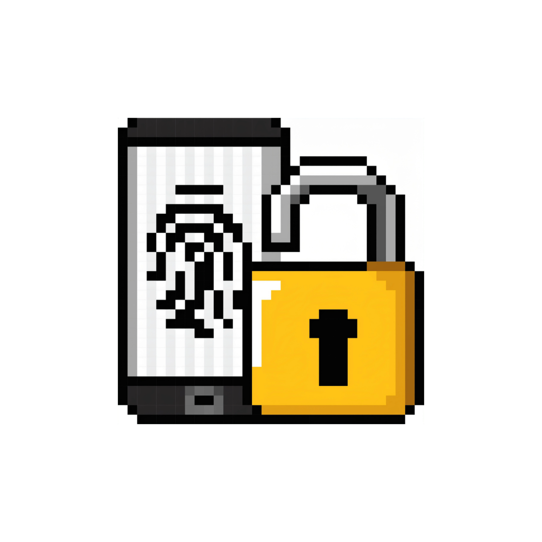 smart phone with fingerprint on screen and unlocked padlock representing multi-factor authentication