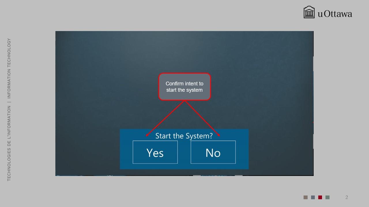 Control panel display with language selection options (English and French)