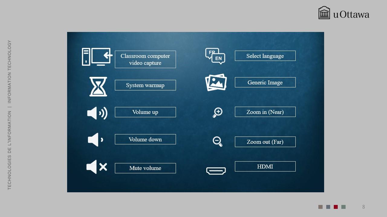 Audio control screen with volume up/down and mute options