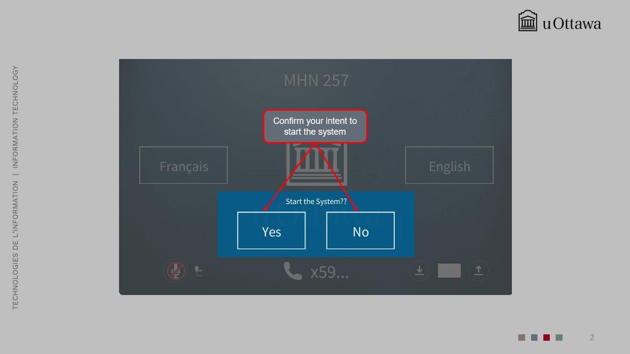Confirmation screen asking whether to start the system, with “Yes” and “No” buttons.