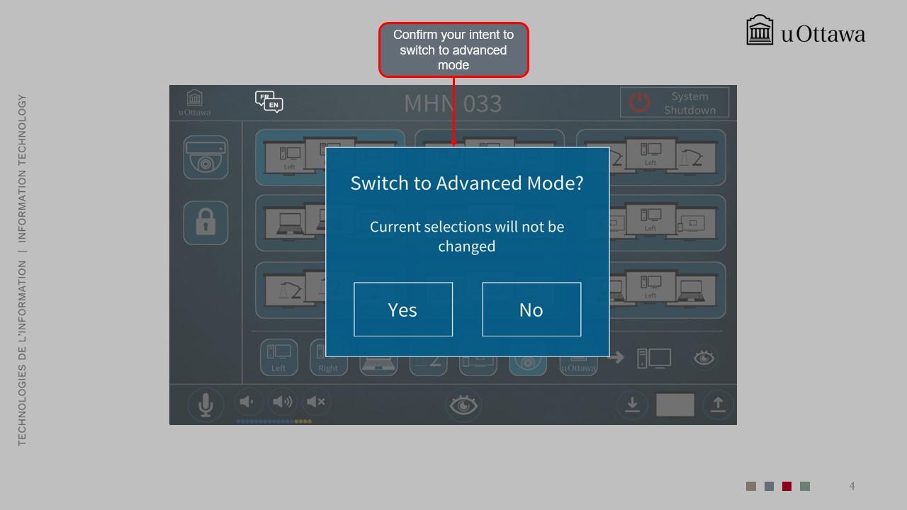 Advanced mode interface allowing assignment of any video source and full access to control functions.