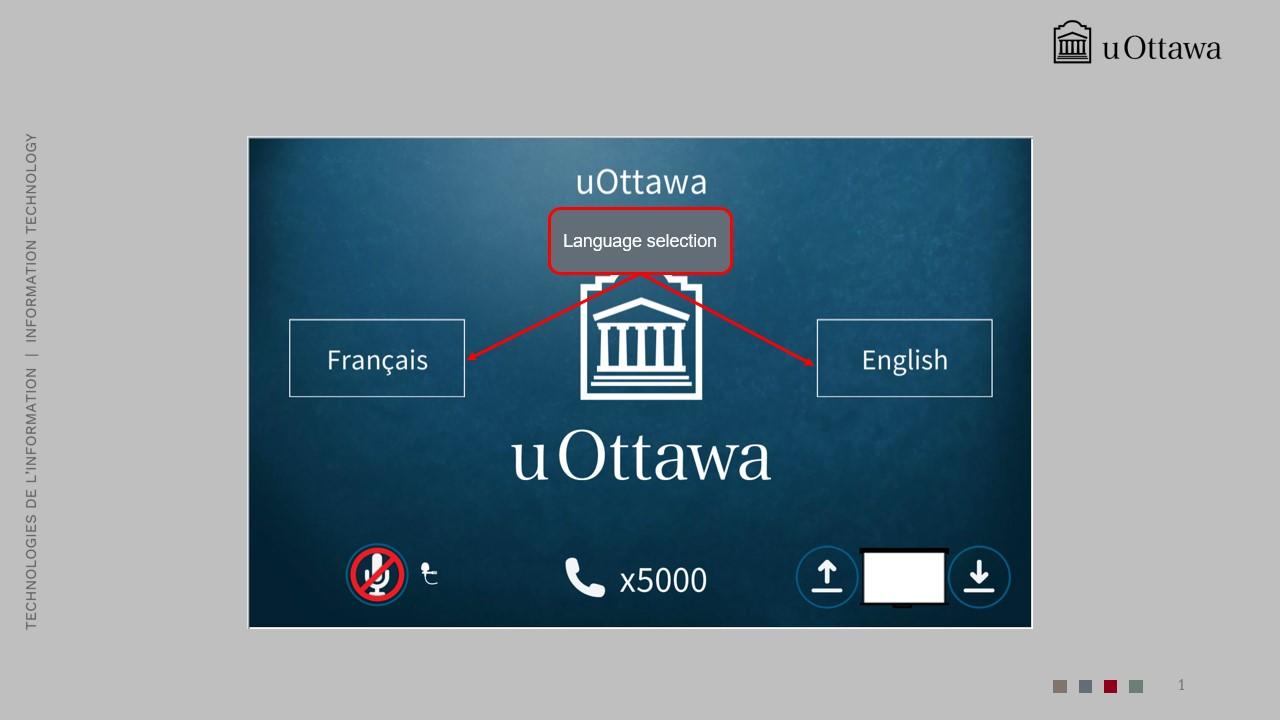 Language selection screen offering French and English options. 