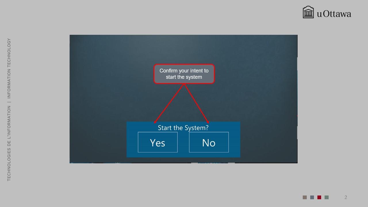 Control panel display with language selection options (English and French)
