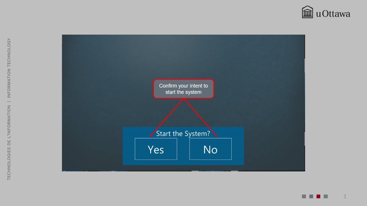 Start confirmation screen with “Yes” and “No” options.