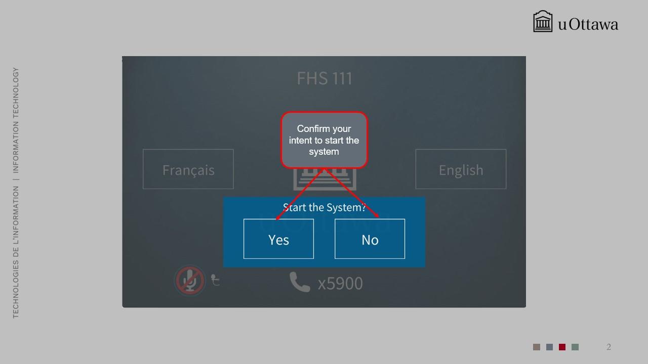 Control panel display with language selection options (English and French)