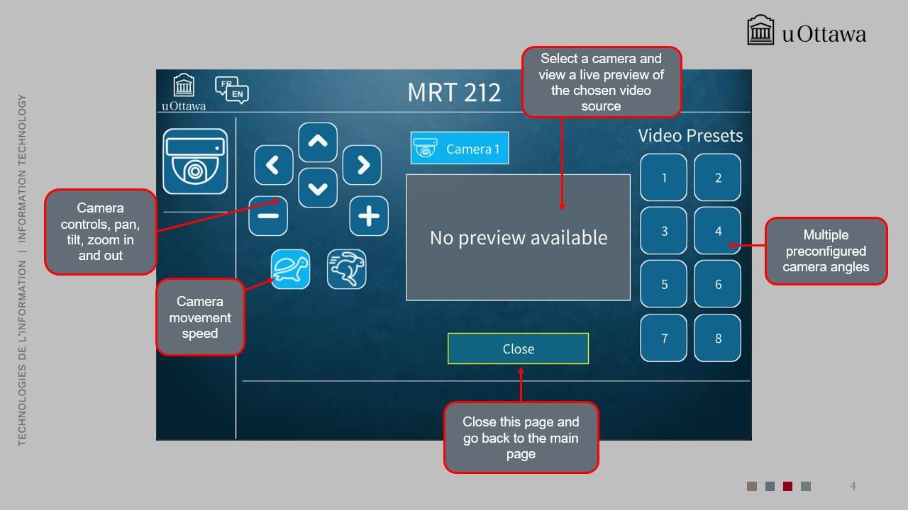 Main AV control panel interface with icons for projector, LCD, volume, and source selection.