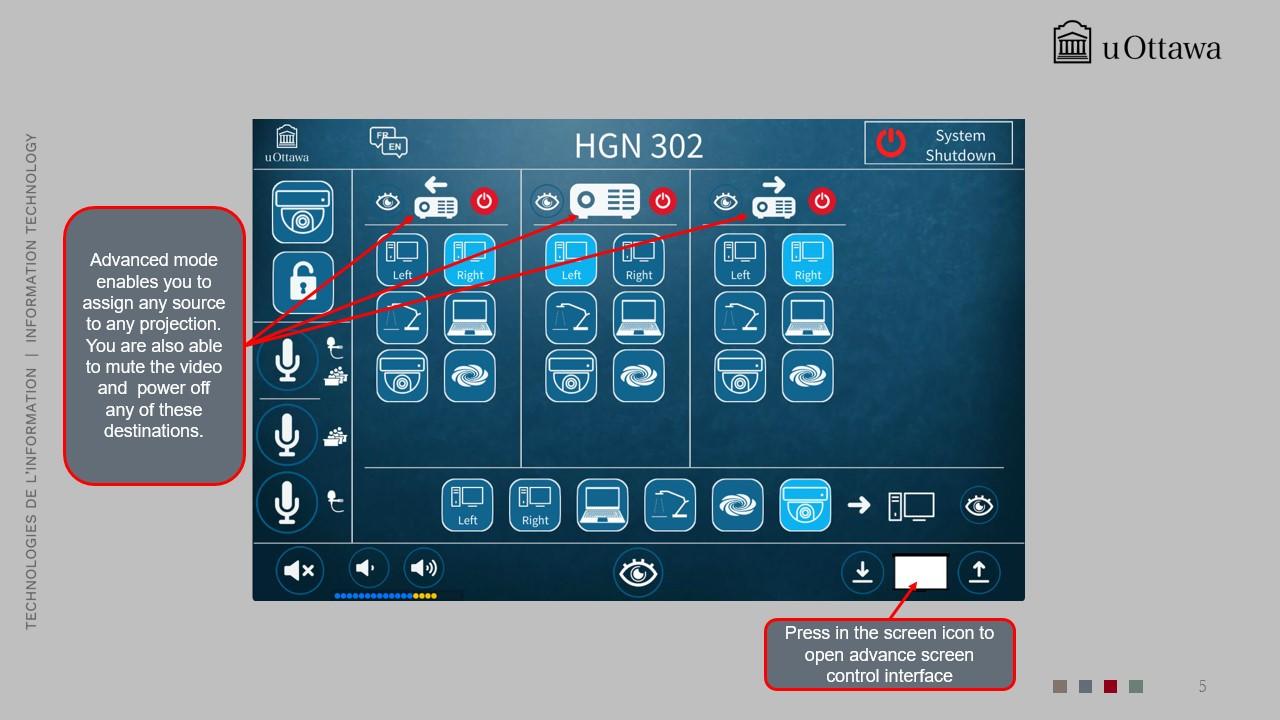 AV source selection screen showing options such as HDMI, VGA, and computer input.