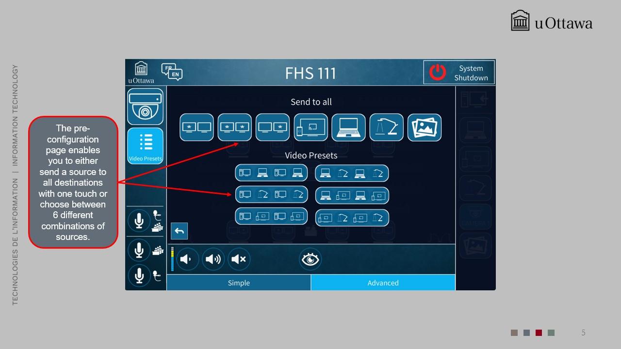AV source selection screen showing options such as HDMI, VGA, and computer input.