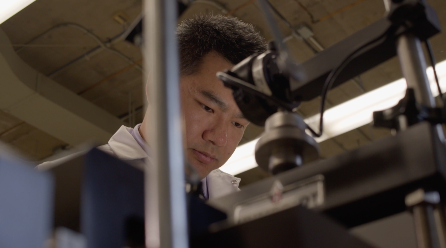 Professor Di Wang in his lab