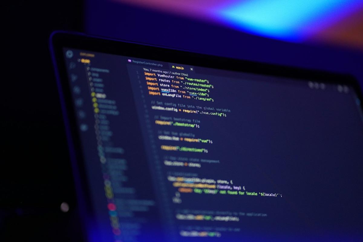 Computer screen displaying code