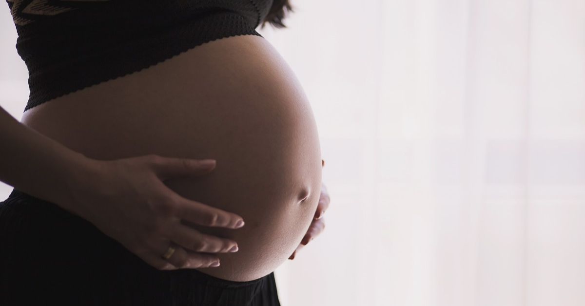 Belly of a pregnant woman.