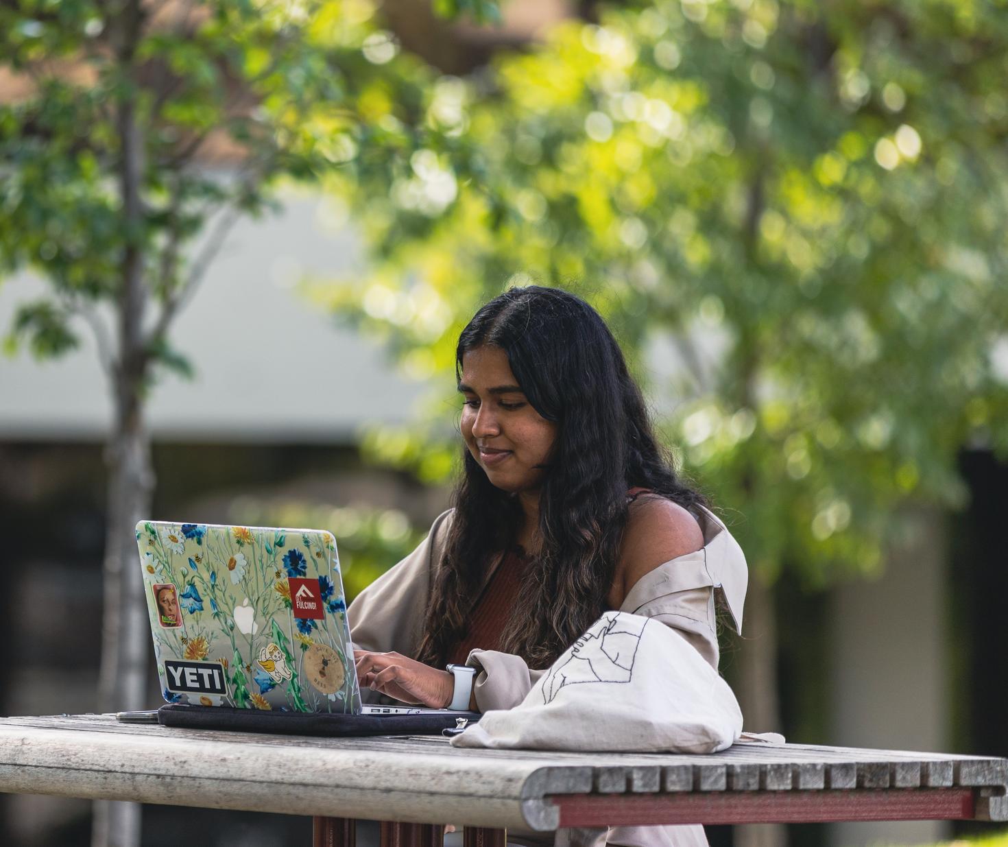 Student working computer