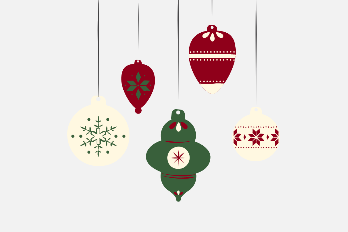 Holiday ornaments hanging