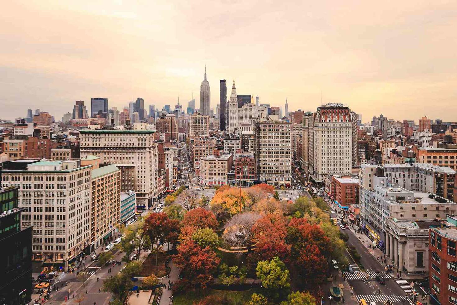 New York City skyline in fall