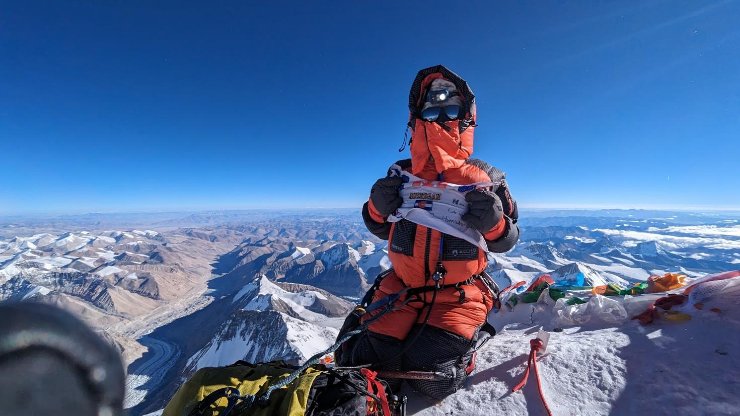 Myra Beaudoin Bertrand at the top of Mount Everest