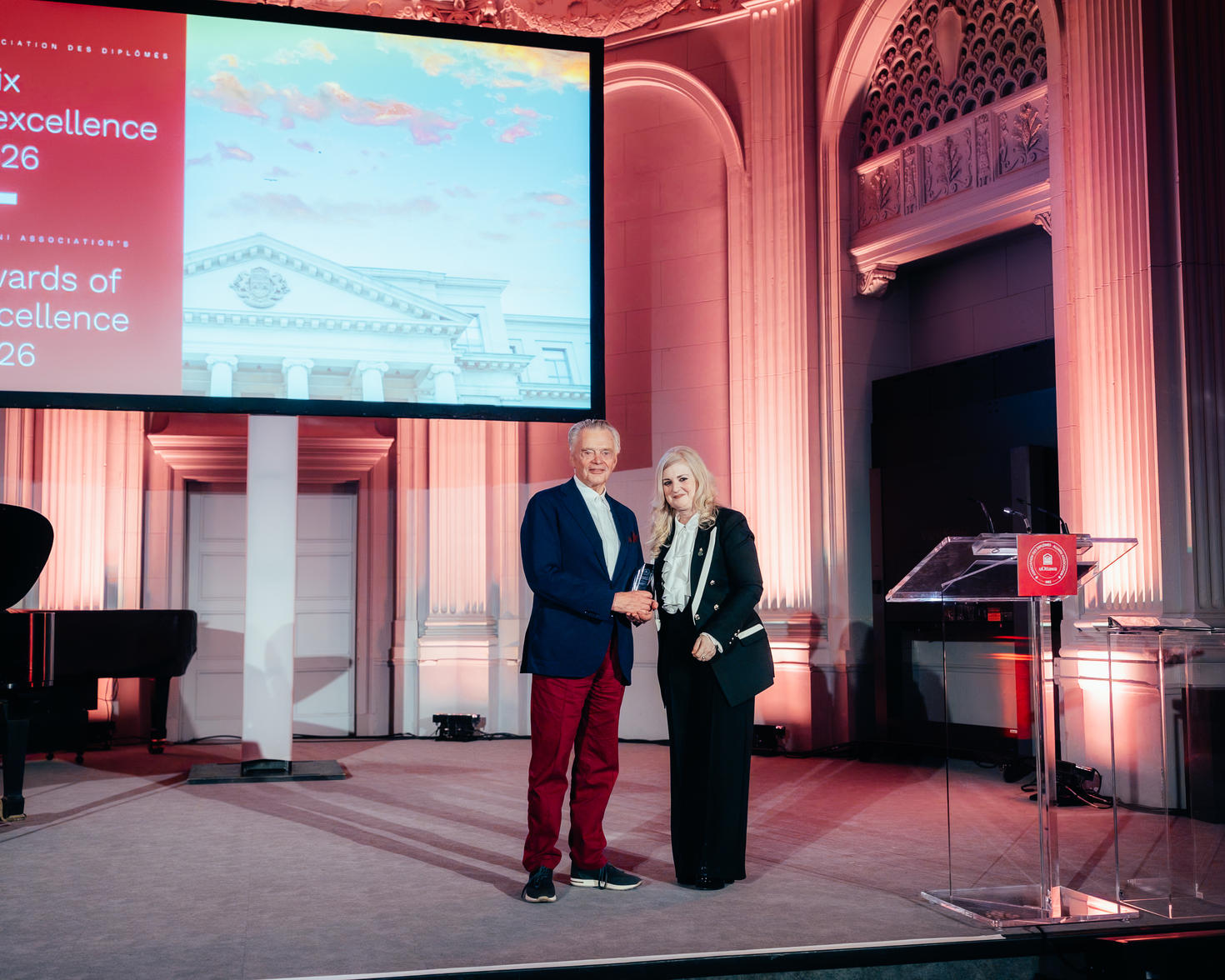 Alumni Association President with Hubert Marleau (BSocSc ’67), recipient of the 2026 Meritas Tabaret Award for Alumni Achievement.