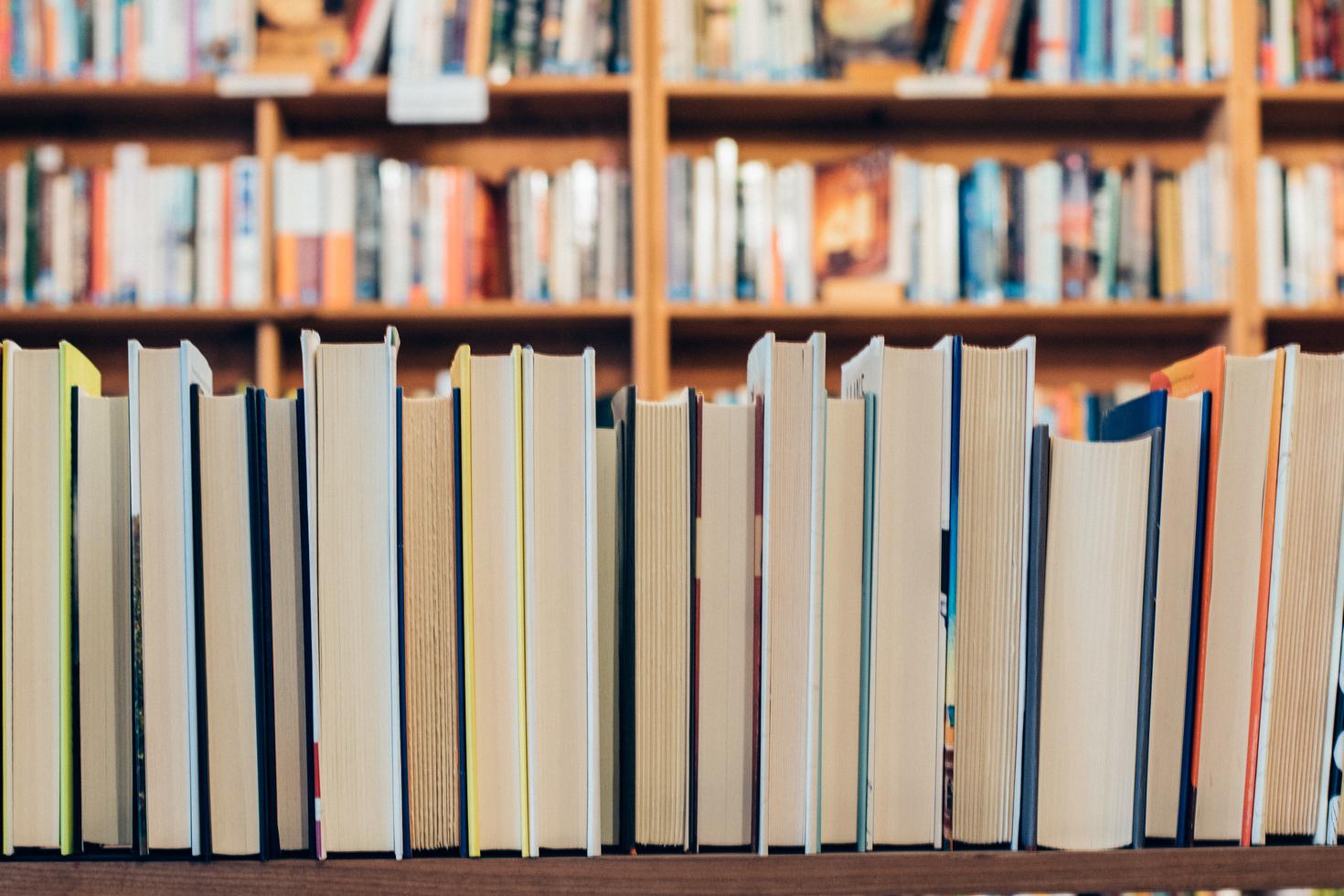 étagère avec des livres rangés.