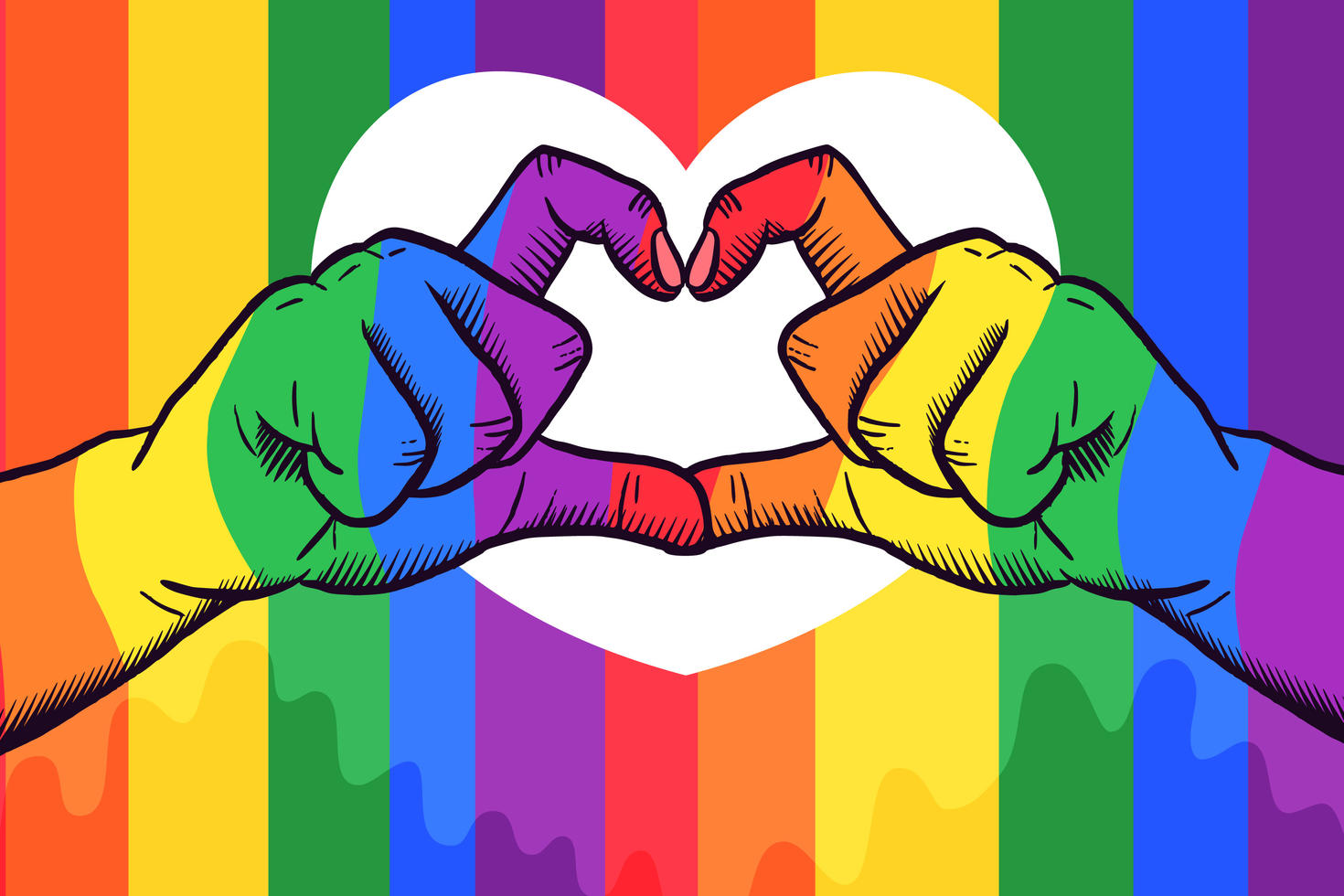 Couleurs arc en ciel avec un coeur