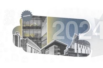 Graphique du CVRRI des bâtiments du campus de l'Université d'Ottawa dans le style de 2024 Wrapped de Spotify