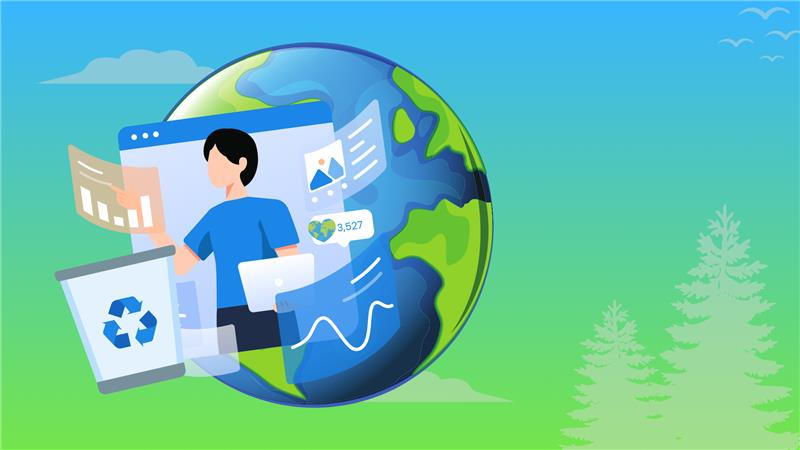 Illustration fichier numérique de nettoyage avec une terre sur le fond
