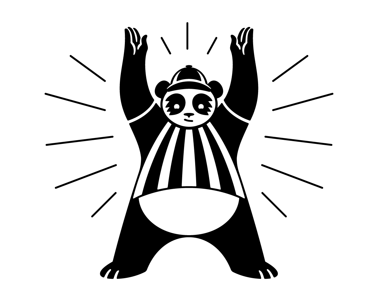 Cartoon panda referee signaling a touchdown