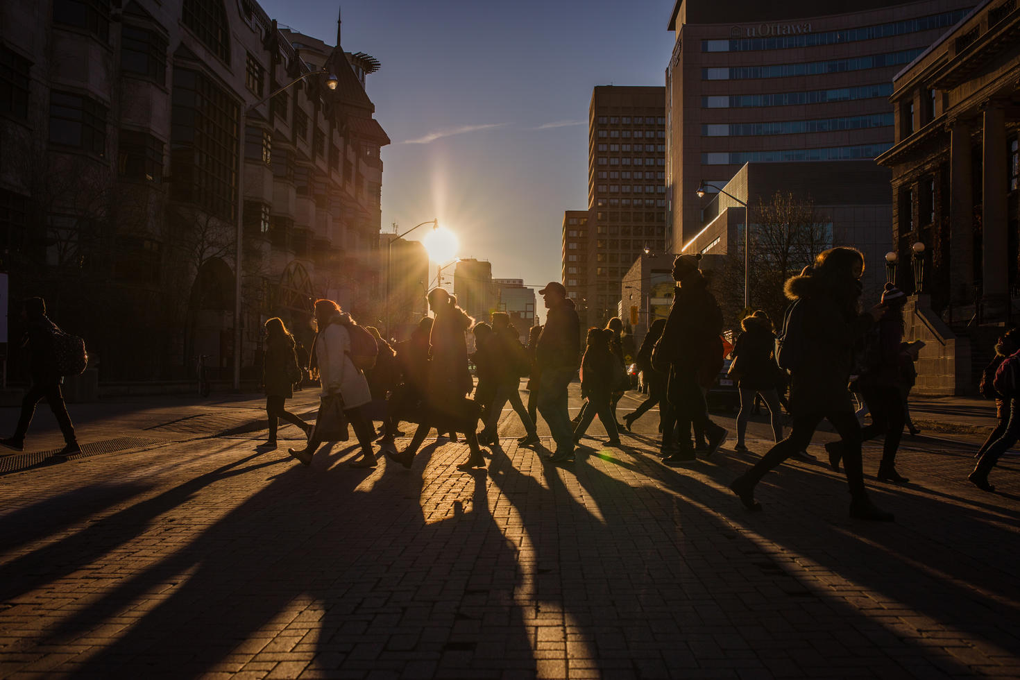 Pedestrians crossing the street