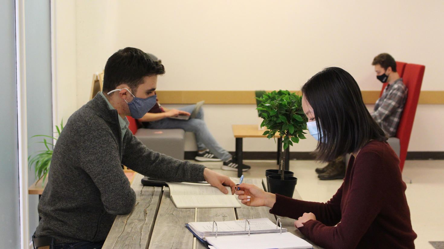 two people studing together