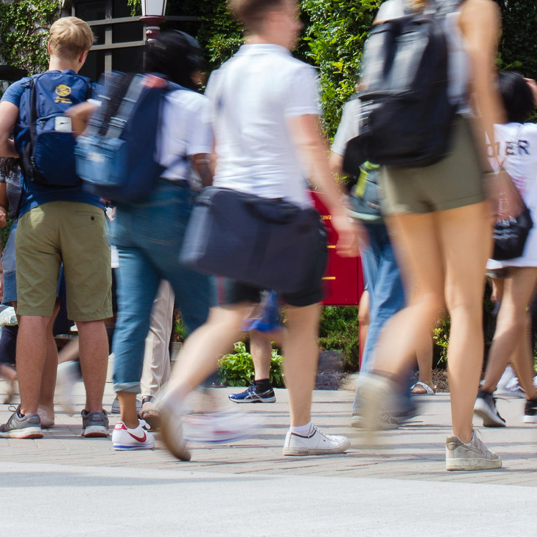 Feet of people walking.