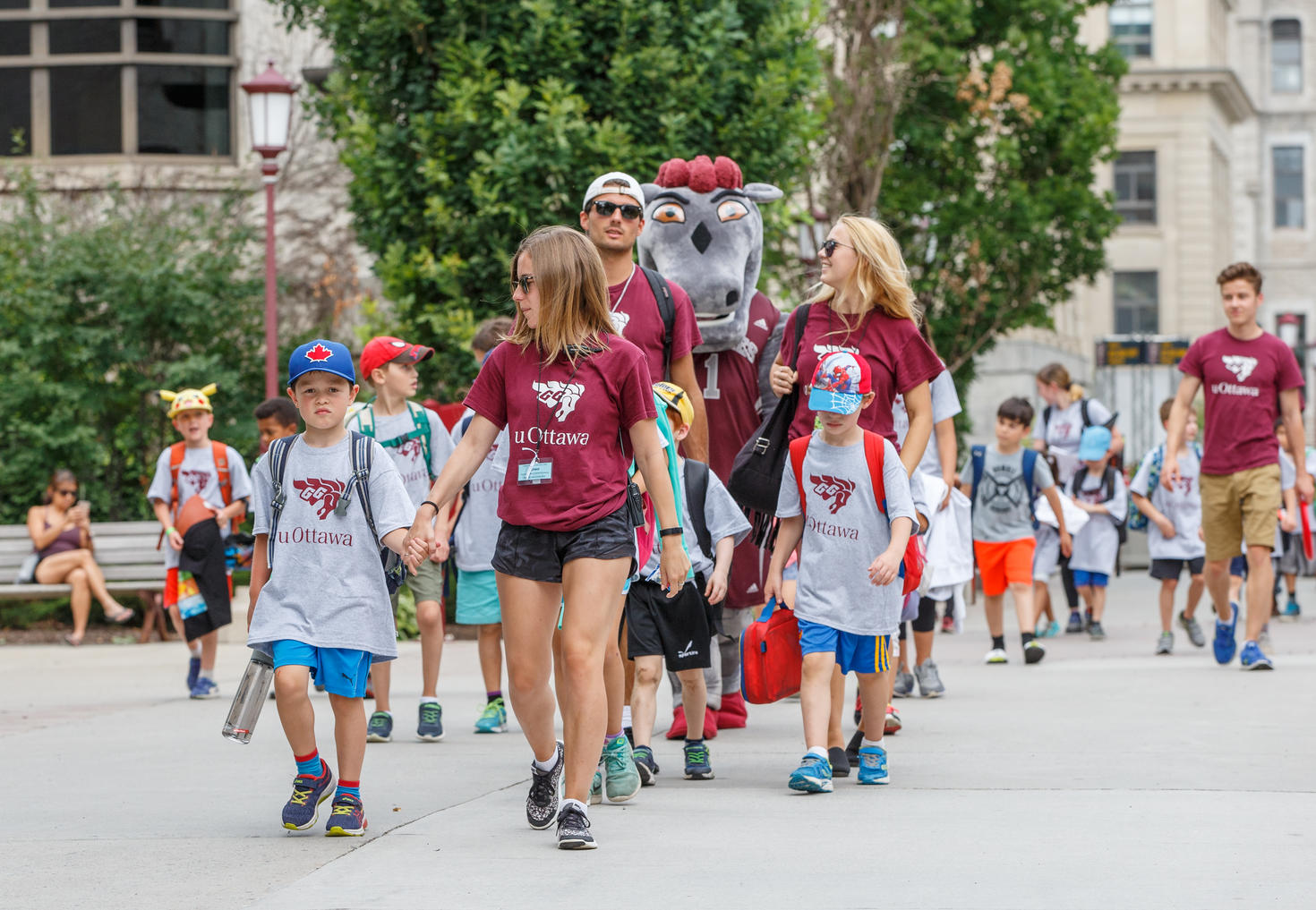 Summer camp group on campus.