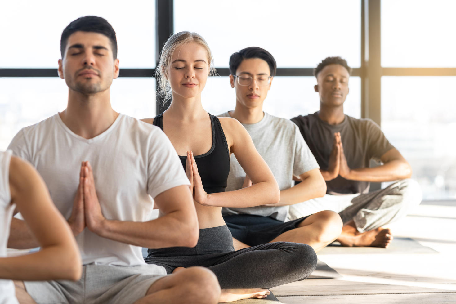 people meditating