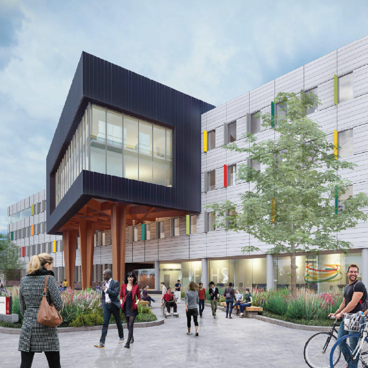 Representation in 3D of a building with a modern look