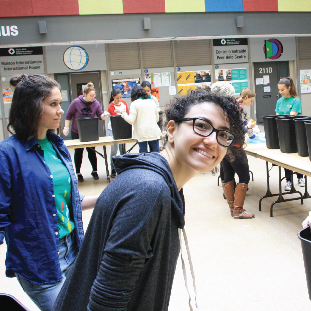 Students doing volunteering on campus