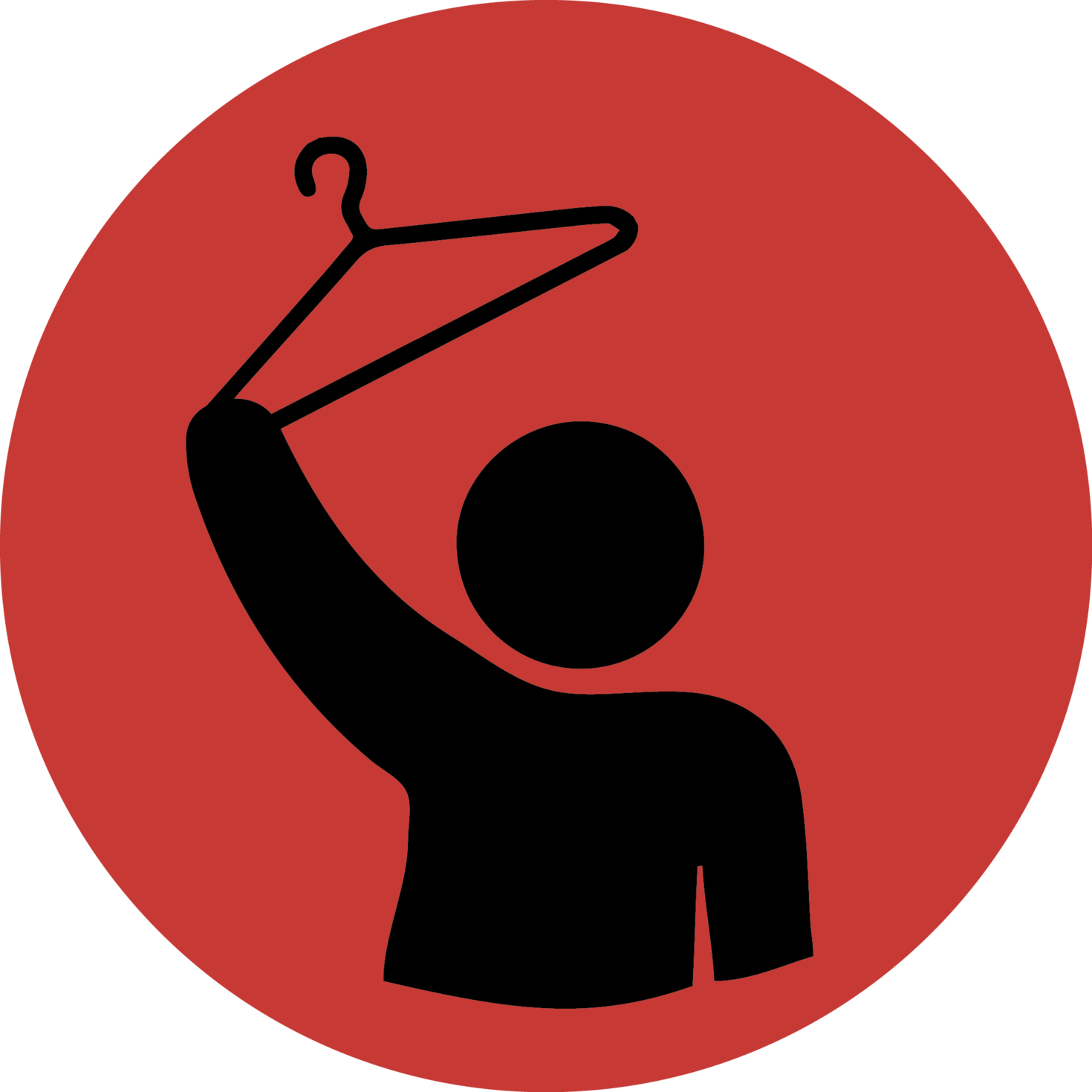 Icon of someone holding a clothes hanger