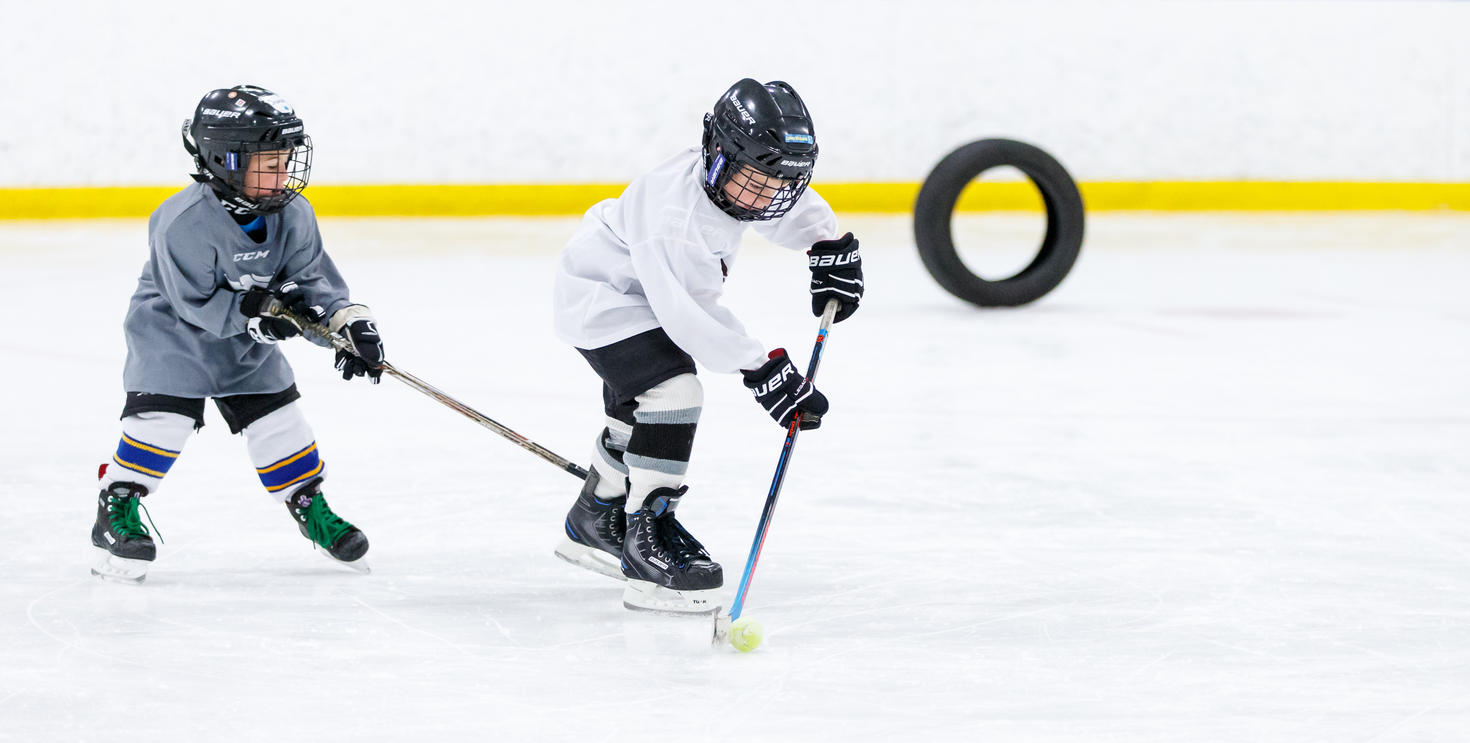 Two boys playing Hockey