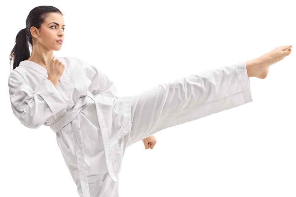 Women practicing martial arts.