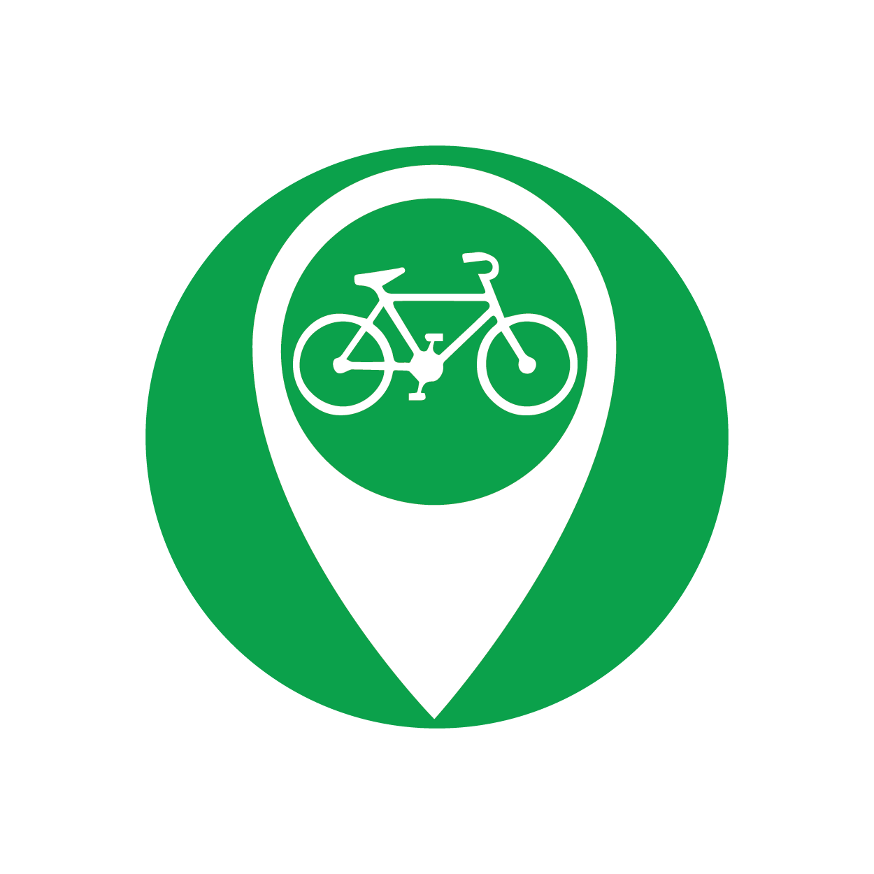 location icon with a bike symbol on it