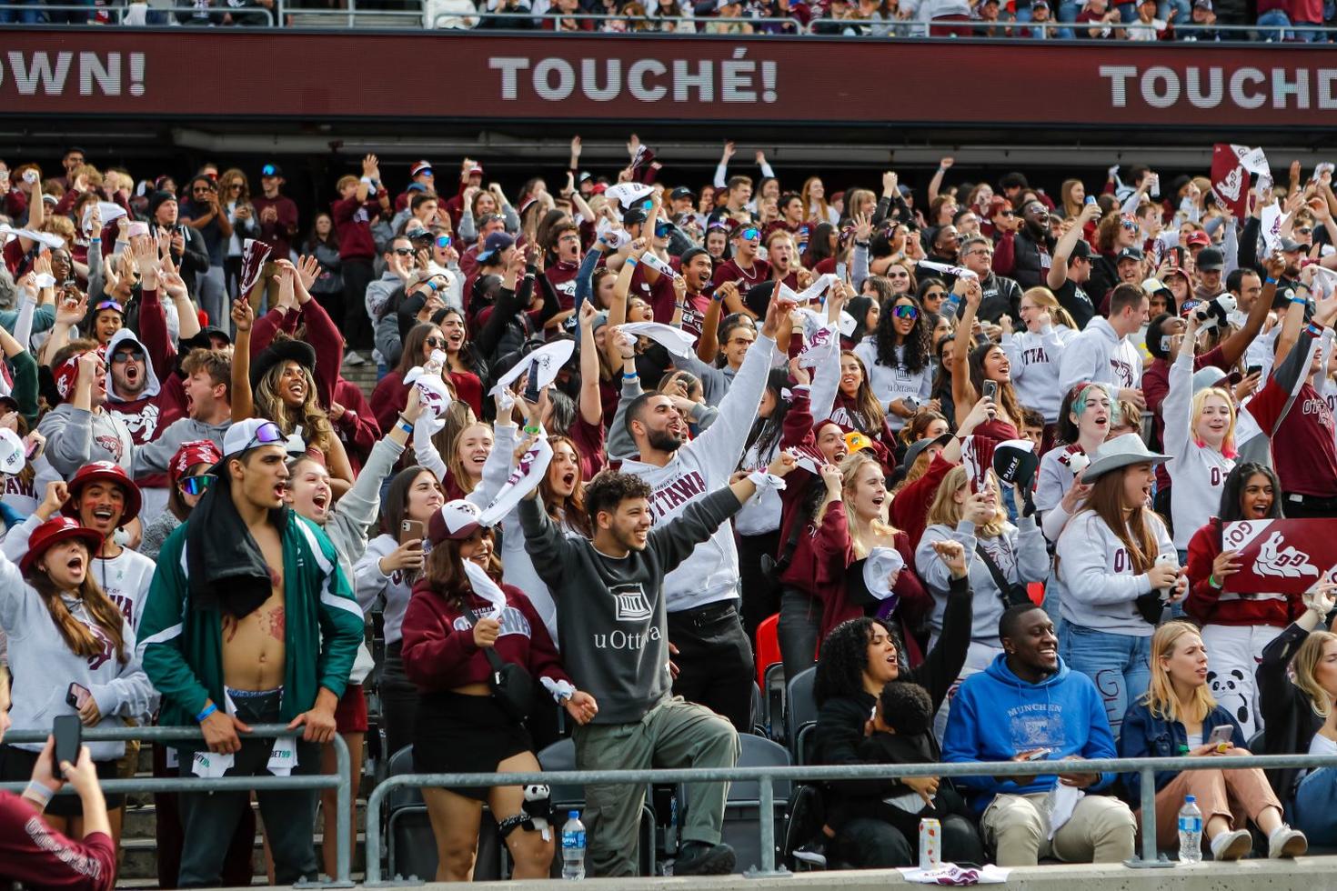 Crowd of fans at the Gee-Gees football game